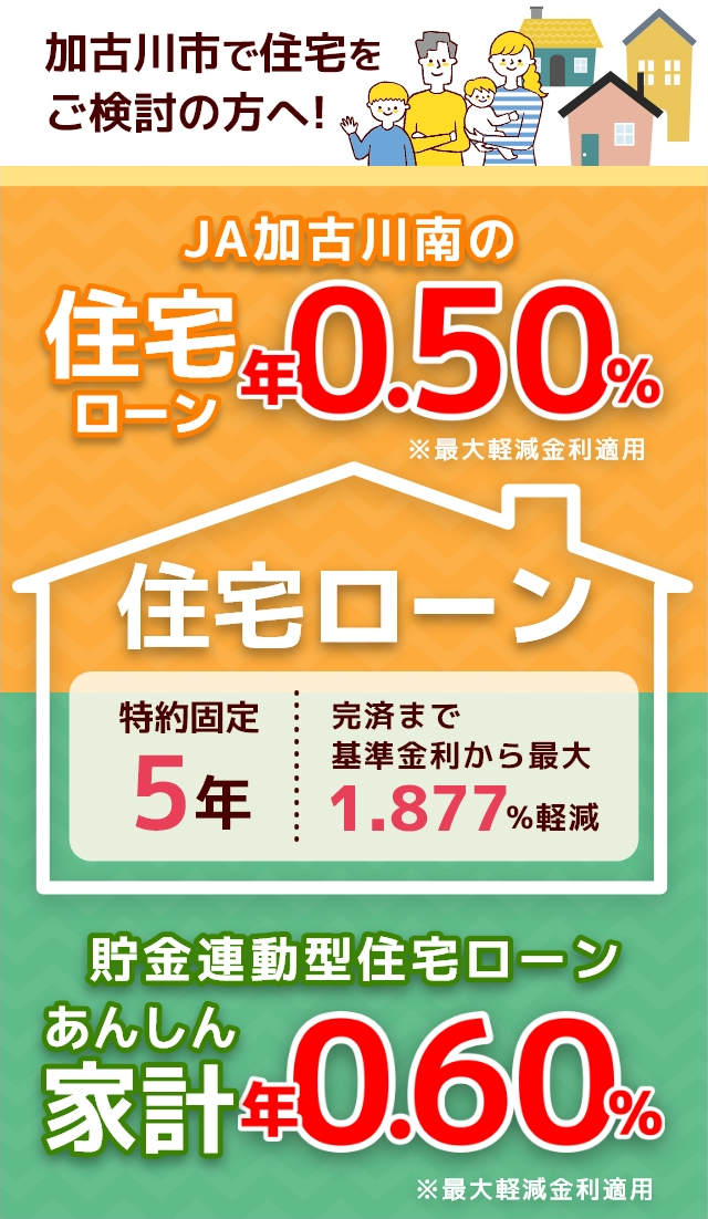 加古川市で住宅をご検討の⽅へ! JA加古川南の住宅ローン